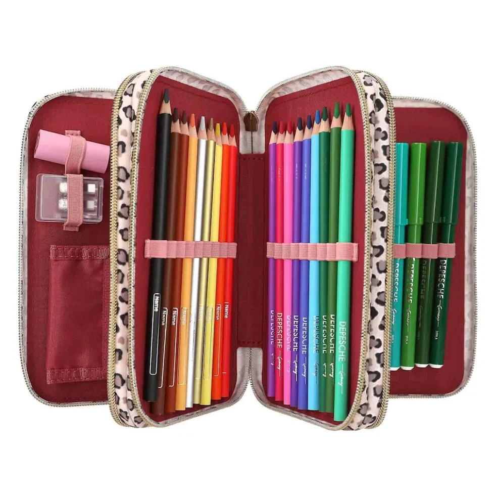 Depesche 3-Fach Federtasche LEOHEART mit Schleifen TOPModel 7,5 x 13 x 20 cm