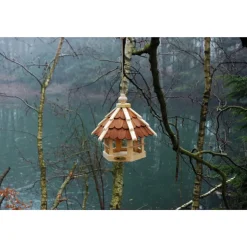 dobar Futterhaus mit lasierten Holzschindeln inkl. Kordel