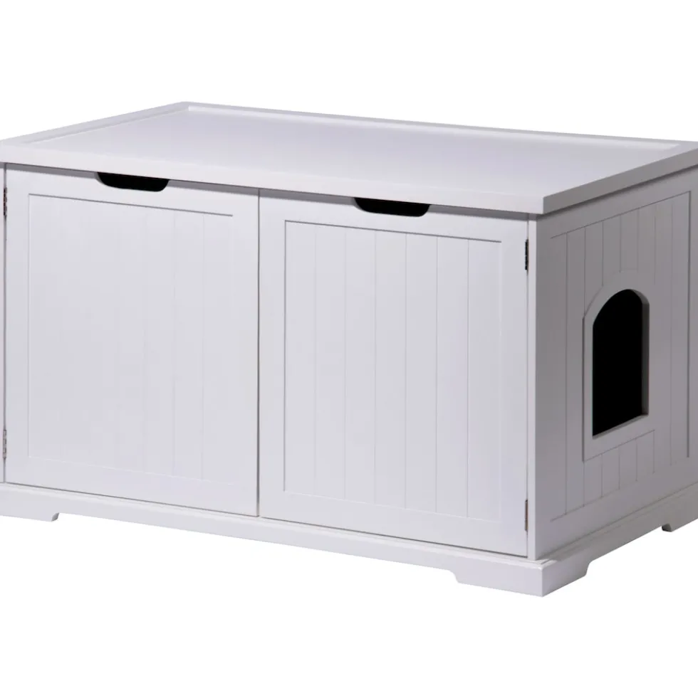 Dobar XL-Design-Katzenschrank weiß