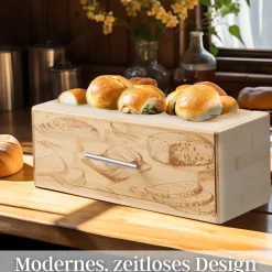 Ecosa Brotbox mit Klappdeckel aus nachhaltigem Bambus Brotkasten