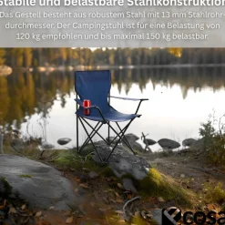 Ecosa Campingstuhl Blau Klappstuhl Faltbar – Robuster Outdoor Stuhl mit Tragetasche