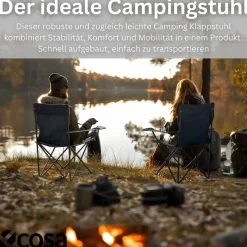 Ecosa Campingstuhl Schwarz Klappstuhl Faltbar – Robuster Outdoor Stuhl mit Tragetasche