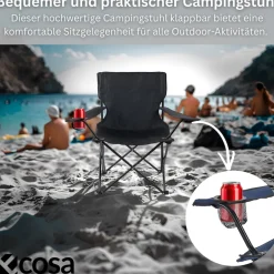 Ecosa Campingstuhl Schwarz Klappstuhl Faltbar – Robuster Outdoor Stuhl mit Tragetasche