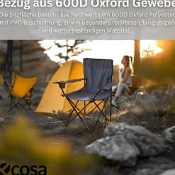 Ecosa Campingstuhl Schwarz Klappstuhl Faltbar – Robuster Outdoor Stuhl mit Tragetasche