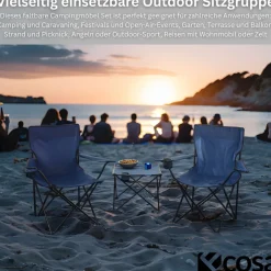 Ecosa 3-teiliges Campingmöbel Set mit 2 Klappstühlen und Campingtisch Faltbar Tragbar