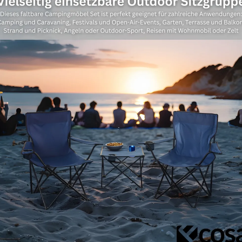 Ecosa 3-teiliges Campingmöbel Set mit 2 Klappstühlen und Campingtisch Faltbar Tragbar