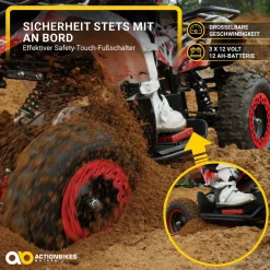 Elektro-Kinderquad Torino, 1000 Watt, Pocket-Quad mit Scheibenbremsen, 24 km/h, 3 x 12-Volt-Batterie (Gelb Graffiti)
