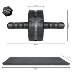 EliteAthlete® Bauchroller Bauchmuskeltrainer - AB Roller - Bauchtrainer für Zuhause - Bauch Weg - Abdominal Trainer - AB Wheel inkl. gepolsterter Kniematte - Blau