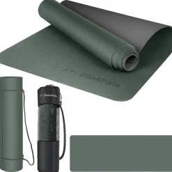 EliteAthlete® Yogamatte - Sportmatte - Fitnessmatte - Gymnastikmatte gepolstert & rutschfest für Fitness, Pilates - Yoga Matte - 183 cm x 61 cm x 0.6 cm - Trainingsmatte inkl. Transportgurt + Tasche - Deep Forest