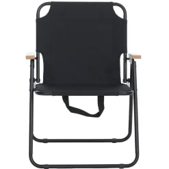 2er-Set Campingstuhl MCW-Q43, Gartenstuhl Balkonstuhl Freizeitstuhl, klappbar Bambus Metall Stoff/Textil ~ schwarz