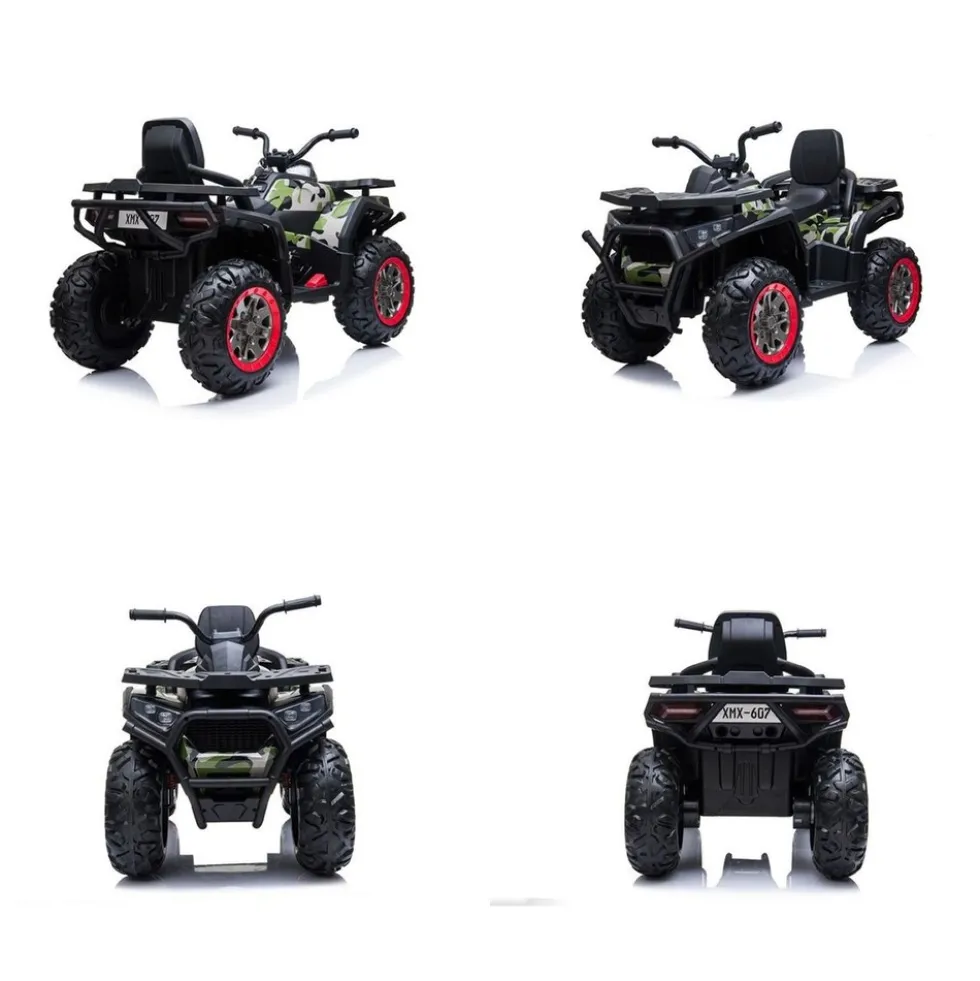 ES-Toys Elektro Kinderquad MP3, USB, Batterieanzeige, Stoßdämpfer, 2x12V Motoren dunkelgrün