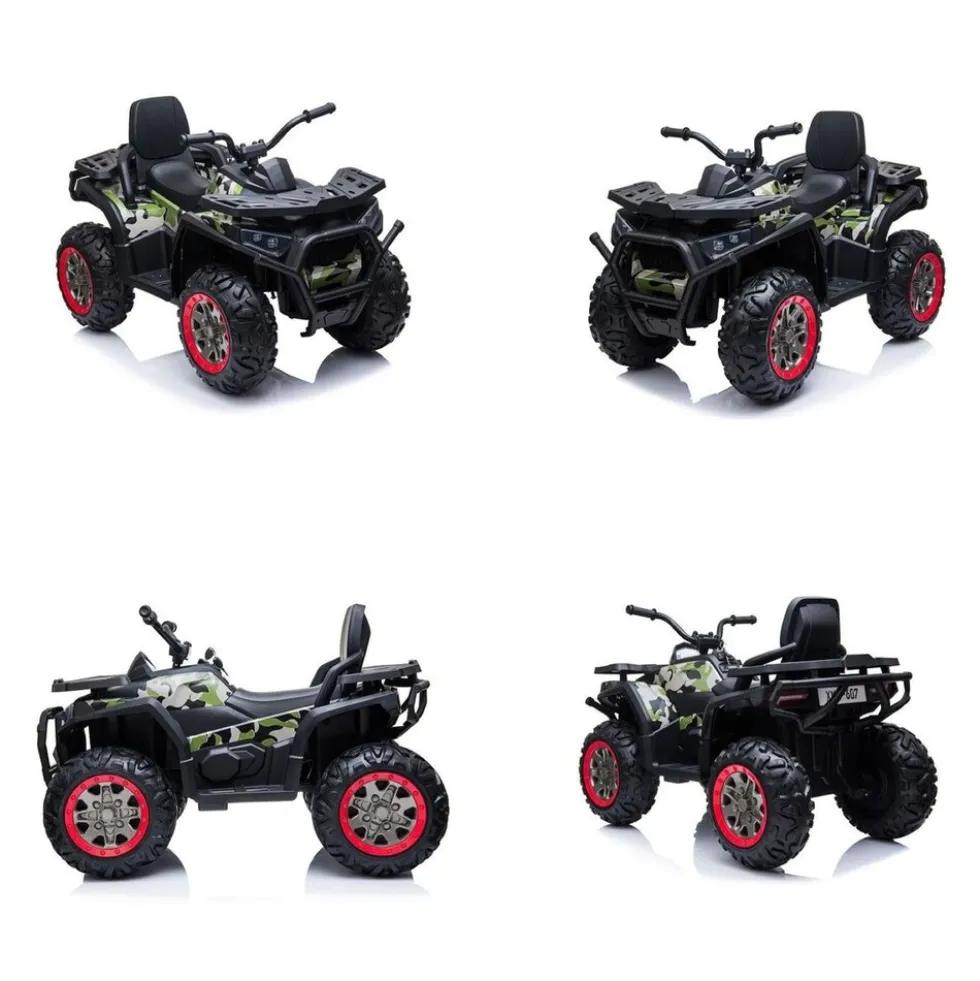 ES-Toys Elektro Kinderquad MP3, USB, Batterieanzeige, Stoßdämpfer, 2x12V Motoren dunkelgrün