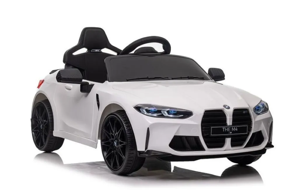 ES-Toys Kinder Elektroauto BMW M4 lizenziert 12V7A Akku 2 Motoren EVA-Reifen MP3 weiß