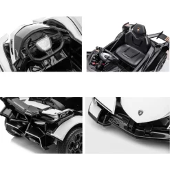ES-Toys Kinder Elektroauto Lamborghini V12 Vision Gran Turismo Fernbedienung MP3 schwarz