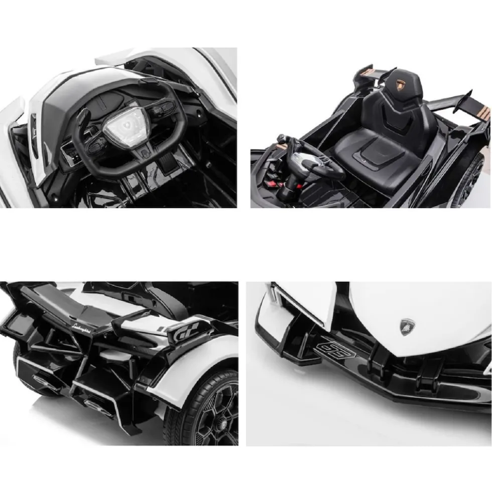 ES-Toys Kinder Elektroauto Lamborghini V12 Vision Gran Turismo Fernbedienung MP3 schwarz