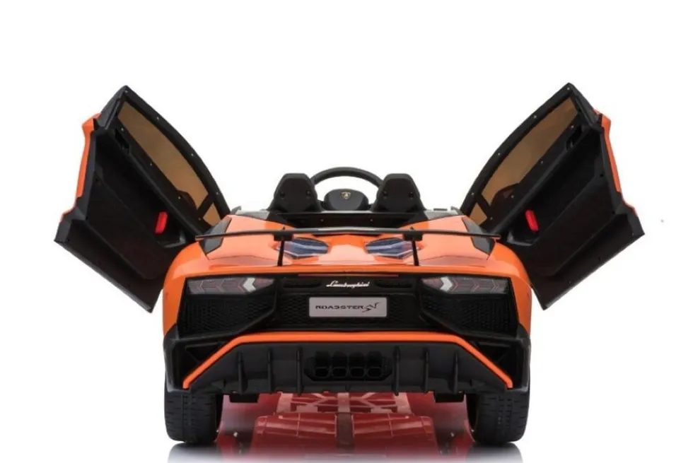 ES-Toys Kinder Elektroauto Lamborghini Aventador SV EVA-Reifen Kunstledersitz orange
