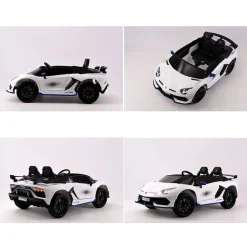 ES-Toys Kinder Elektroauto Lamborghini Aventador SVJ Xago EVA-Reifen Zweisitzer weiß
