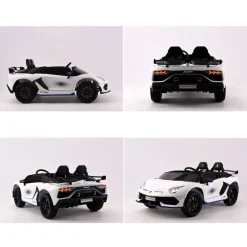 ES-Toys Kinder Elektroauto Lamborghini Aventador SVJ Xago EVA-Reifen Zweisitzer weiß