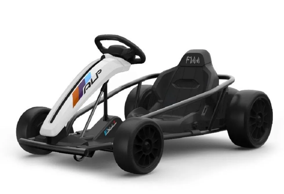 ES-Toys Kinder Elektro Gokart FXI1, weiß, E-Gokart mit Driftfunktion, 5-10km/h