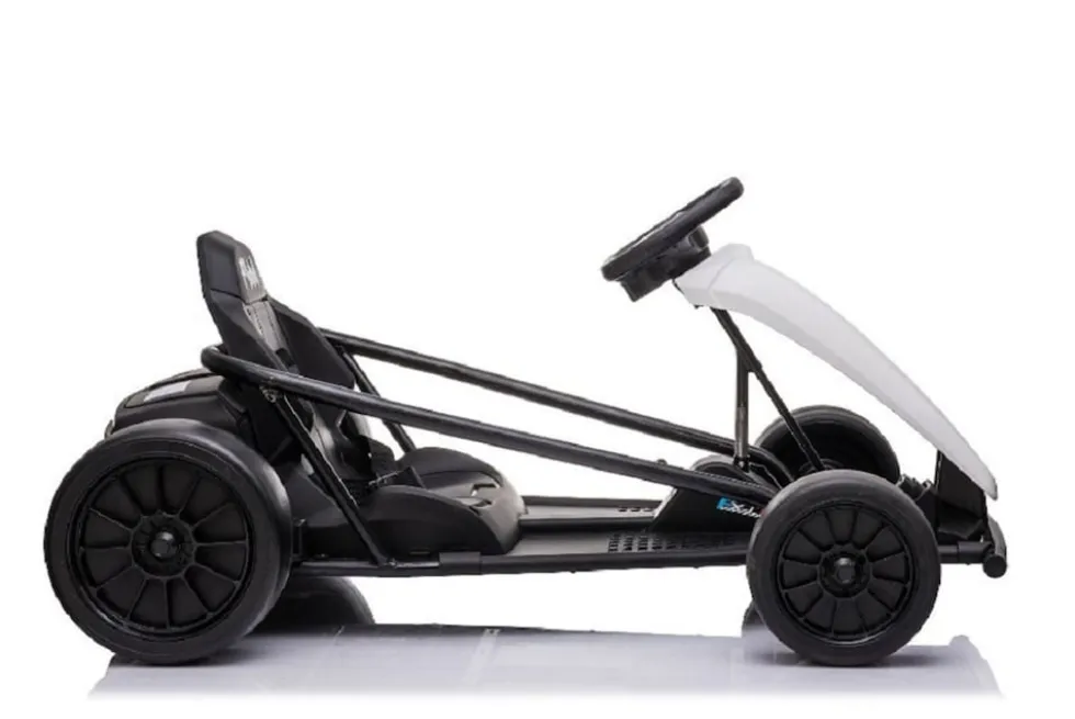 ES-Toys Kinder Elektro Gokart FXI1, weiß, E-Gokart mit Driftfunktion, 5-10km/h