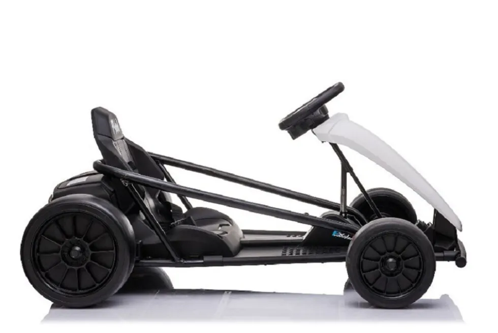 ES-Toys Kinder Elektro Gokart FXI1, weiß, E-Gokart mit Driftfunktion, 5-10km/h