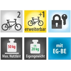 EUFAB Fahrradträger Crow Plus für 2 Fahrräder, erweiterbar