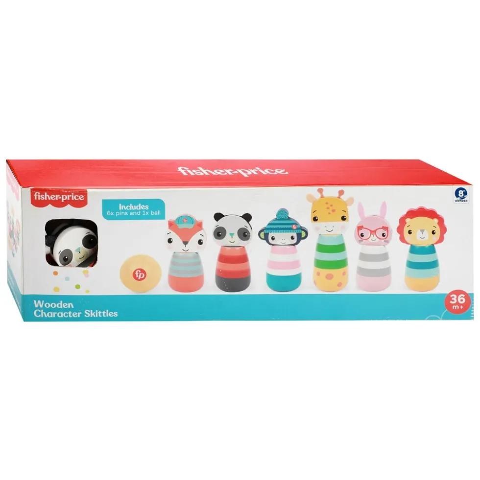 Fisher-Price - Holz-Tierkegel 6 Stück + Ball