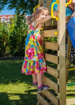 FUNGOO Spielturm Klettergerüst CAROL1 mit Rutsche und Kletterwand
