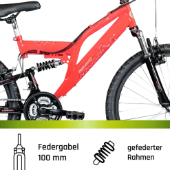 Galano FS180 Jugendfahrrad 24 Zoll Mountainbike 130 - 145 cm 18 Gänge Mädchen Jungen Fahrrad ab 8 Jahre MTB Fully Jugendrad V-Brakes