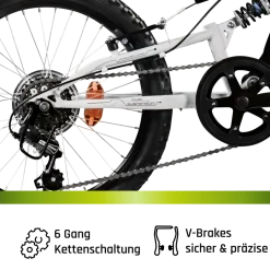 Galano FS180 Kinderfahrrad ab 6 Jahre 120-135cm Mädchen Jungen Fahrrad 20 Zoll 6 Gang Mountainbike Fully mit V-Brakes MTB