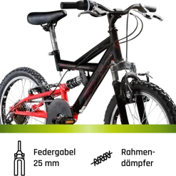 Galano FS180 Kinderfahrrad 6 Gang 18 Zoll ab 6 Jahre 115 - 130 cm Mountainbike Fully für Jungen und Mädchen MTB Fahrrad Fullybike