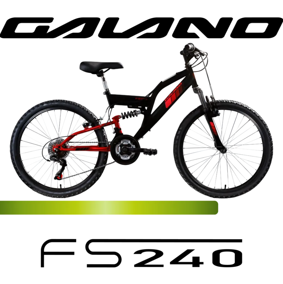 Galano FS240 Mountainbike Kinderfahrrad 24 Zoll Fahrrad 130 - 145 cm Fully ab 8 mit 18 Gängen Jugendfahrrad MTB