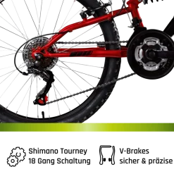Galano FS240 Mountainbike Kinderfahrrad 24 Zoll Fahrrad 130 - 145 cm Fully ab 8 mit 18 Gängen Jugendfahrrad MTB