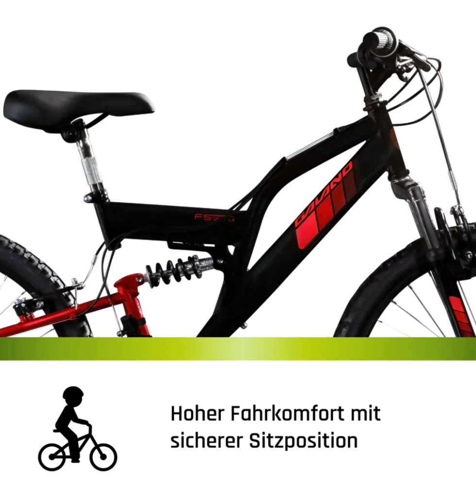 Galano FS240 Mountainbike Kinderfahrrad 24 Zoll Fahrrad 130 - 145 cm Fully ab 8 mit 18 Gängen Jugendfahrrad MTB