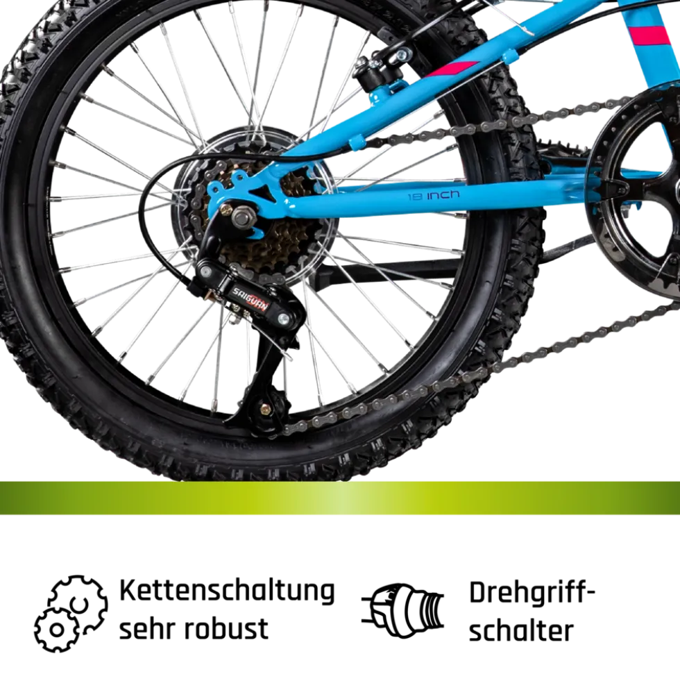 Galano GA20 Kinderfahrrad 18 Zoll 115 - 130 cm Mädchen Jungen Fahrrad ab 5 Jahre Mountainbike 7 Gänge MTB Hardtail Kinder Fahrrad