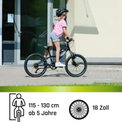 Galano GA20 Kinderfahrrad 18 Zoll 115 - 130 cm Mädchen Jungen Fahrrad ab 5 Jahre Mountainbike 7 Gänge MTB Hardtail Kinder Fahrrad