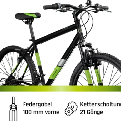 Galano GA260 26 Zoll Mountainbike 160 - 185 cm MTB Hardtail Fahrrad 21 Gänge V-Brakes Jugendliche unisex