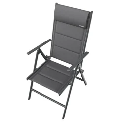 GARMIO® Gartenstuhl Balkonstuhl FLORENZ anthrazit, 7-fach verstellbar, klappbar, inkl. Nackenkissen, für Terrasse