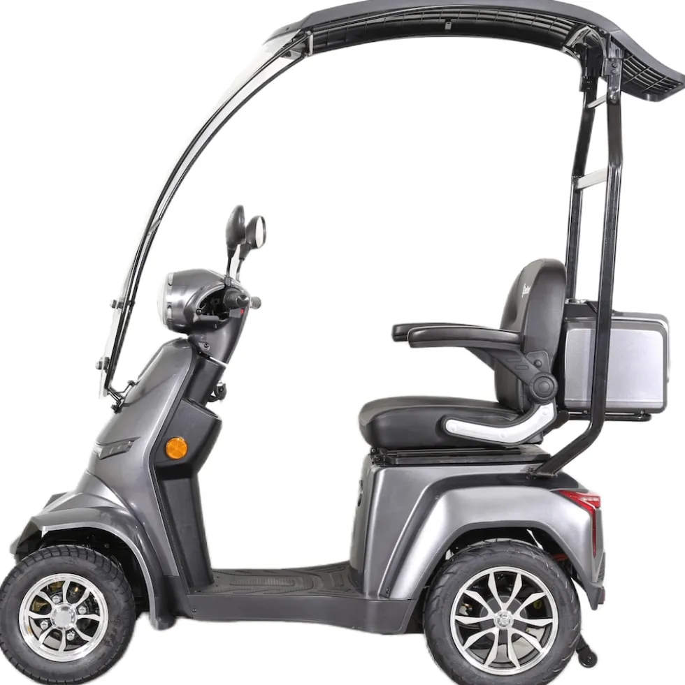 GreenStreet Elektromobil E-Mover Deluxe 1000 W 20 km/h dunkelgrau inkl. Topcase und Dach