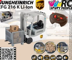 Happy People - Ferngesteuerter Gabelstapler - UPS Jungheinrich EFG 216 K Li-Ion (1:16) Spielzeuggabelstapler Stapler