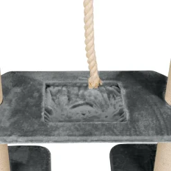 HAPPYPET XXL Kratzbaum-Landschaft für große Katzen - 2-in-1 Aktivitäts- und Sisal-Paradies mit Deckenspanner 280cm hoch | Premium Plüsch | Grau