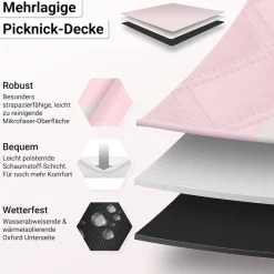 HOEL Picknickdecke Rosa-Ivory