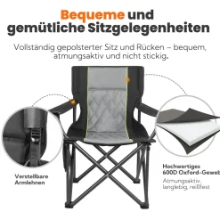 HOMECALL Campingstuhl XXL Klappstuhl, bis 360 KG Belastbar