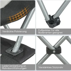 HOMECALL Klappbar Campingstuhl, Hochlehner Angelstuhl, mit Getränkehalter, weiß/schwarz