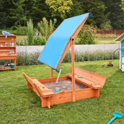 HOME DELUXE Sandkasten mit Sonnensegel BUDDELKISTE - 110 x 110 cm