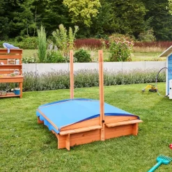 HOME DELUXE Sandkasten mit Sonnensegel BUDDELKISTE - 110 x 110 cm