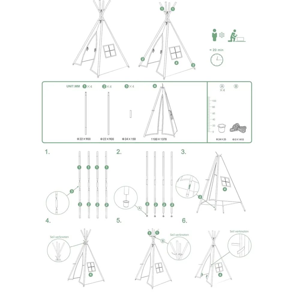 HTI-Line Kinderzimmerzelt Tipi Stars
