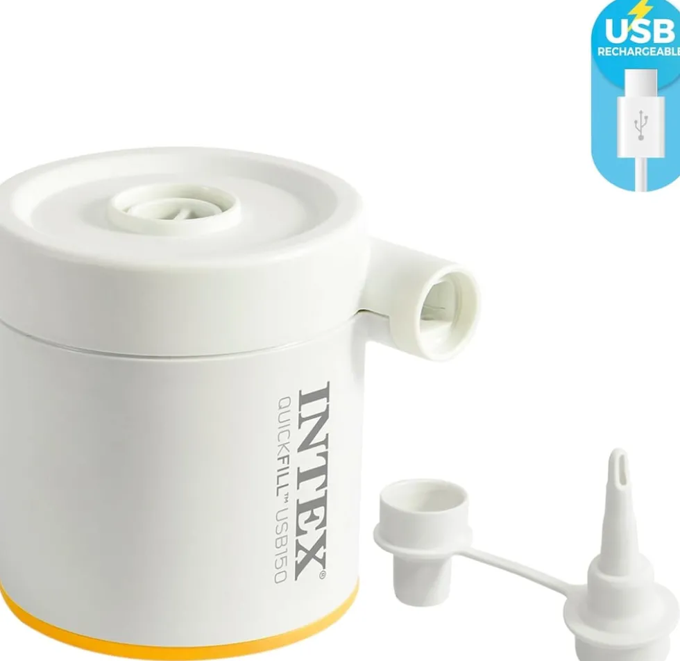 INTEX 64012 - Luftbett - Full Dura-Beam Truaire inkl. USB-Luftpumpe (blau, 137x191x22cm) Luftmatratze Campingbett