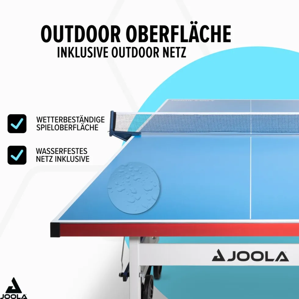 JOOLA Outdoor Tischtennisplatte Aluterna - Profi Tischtennistisch 6 MM Aluminium - Oberfläche Wetterfest - Klappbares Untergestell