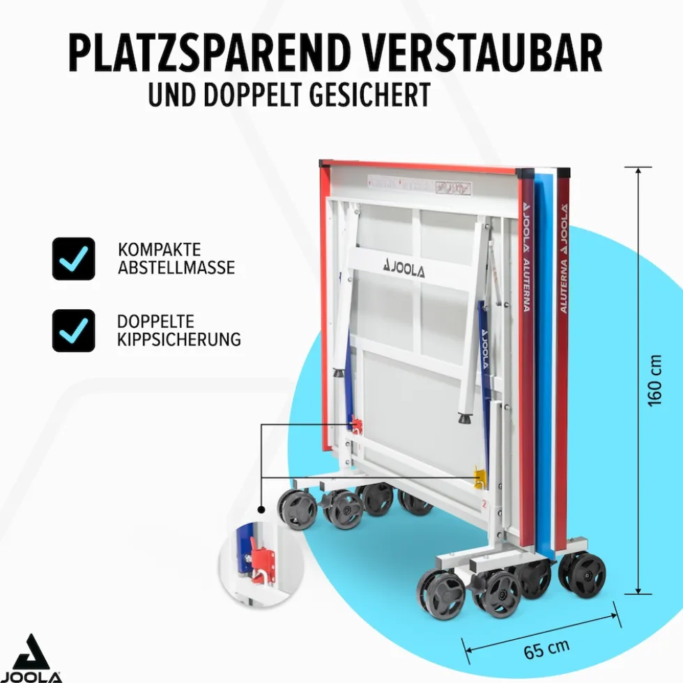 JOOLA Outdoor Tischtennisplatte Aluterna - Profi Tischtennistisch 6 MM Aluminium - Oberfläche Wetterfest - Klappbares Untergestell